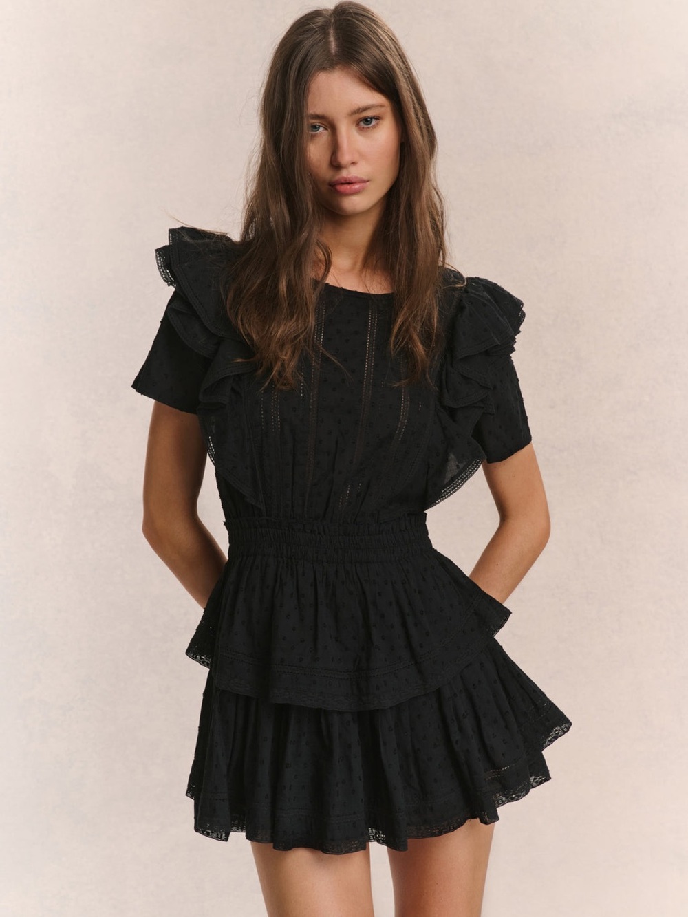 LoveShackFancy Natasha Heritage Mini Dress - Black - Size Medium